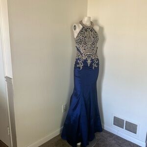 Jovani Blue Taffeta Mermaid Dress 4
